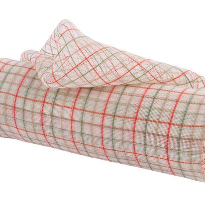 10.25" X10Yd Cream/Natural/Orange/Moss Fine Weave Faux Jute Check Mesh RY5003KN for wholesale by Trendy tree