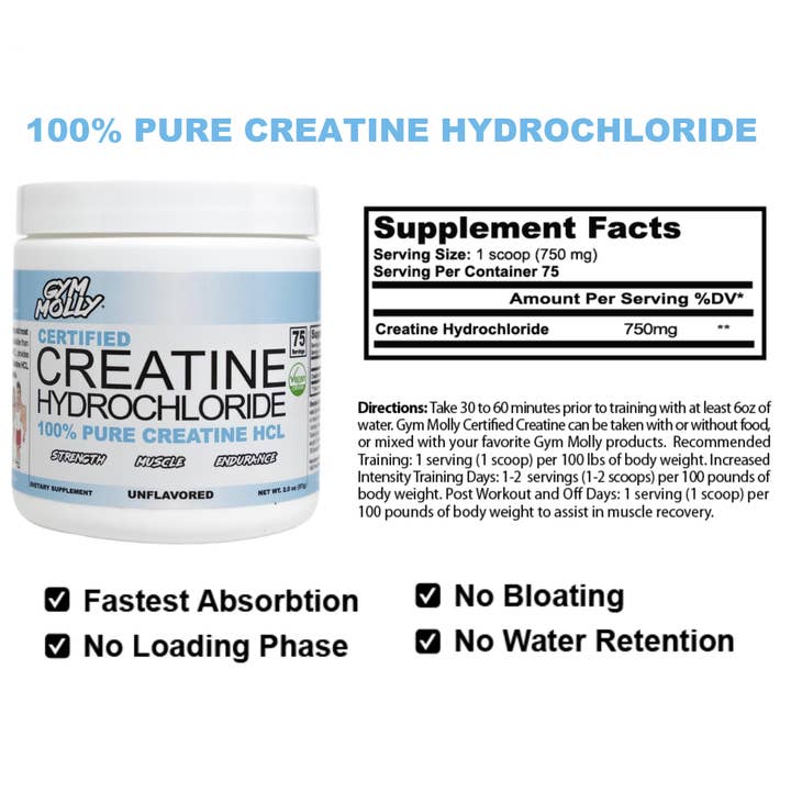 Gym Molly - Wholesale Oral Supplement/Vitamin - Certified Vegan Creatine Hydrochloride