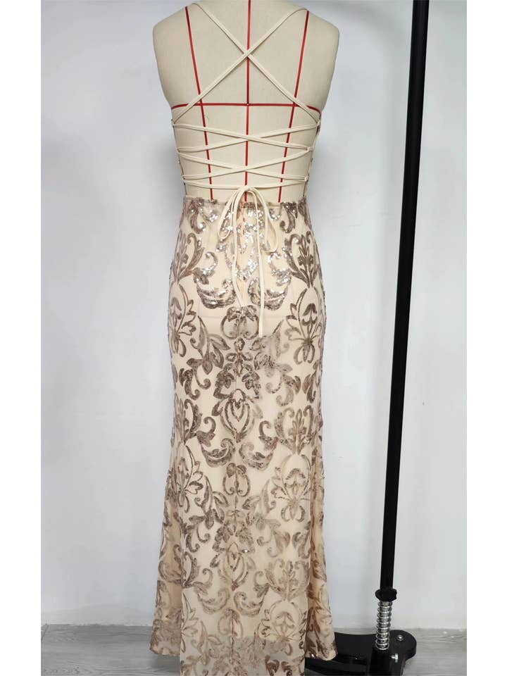 Rosa Clothing - Wholesale Gown - Women's - Sequins sexy slit party cocktail evening dress3