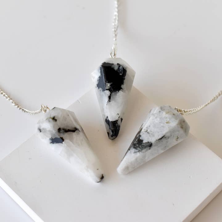 Soothing Crystals - Wholesale Spiritual Stone/Crystal - Dowsing Pendulum |Rainbow Moonstone Faceted Crystal Pendulum5
