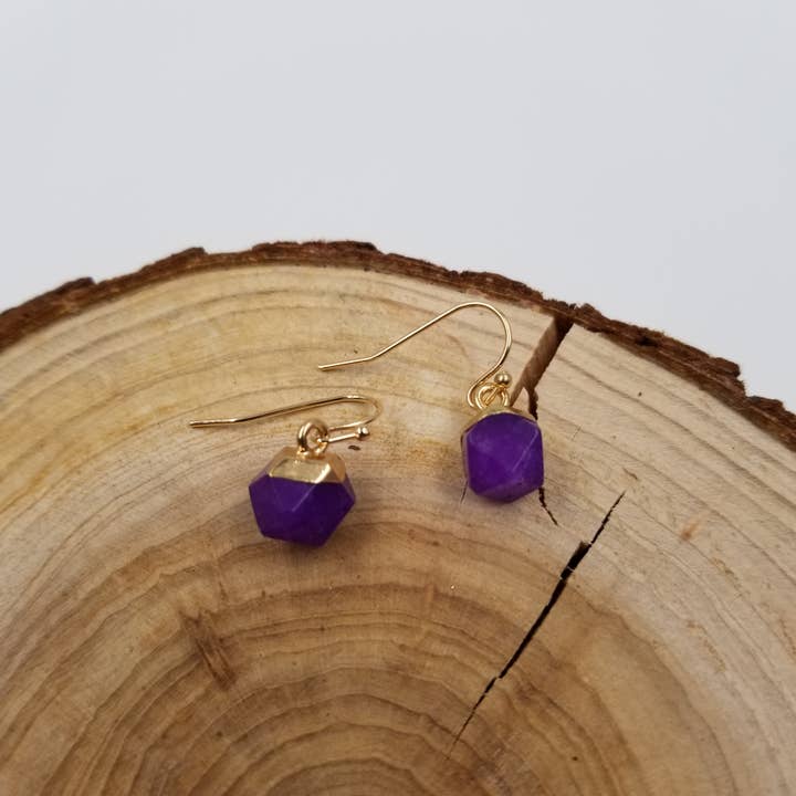 CHAKRA JEWELRY - Wholesale Dangle Earrings - Mini Natural Stone Cutting Earrings