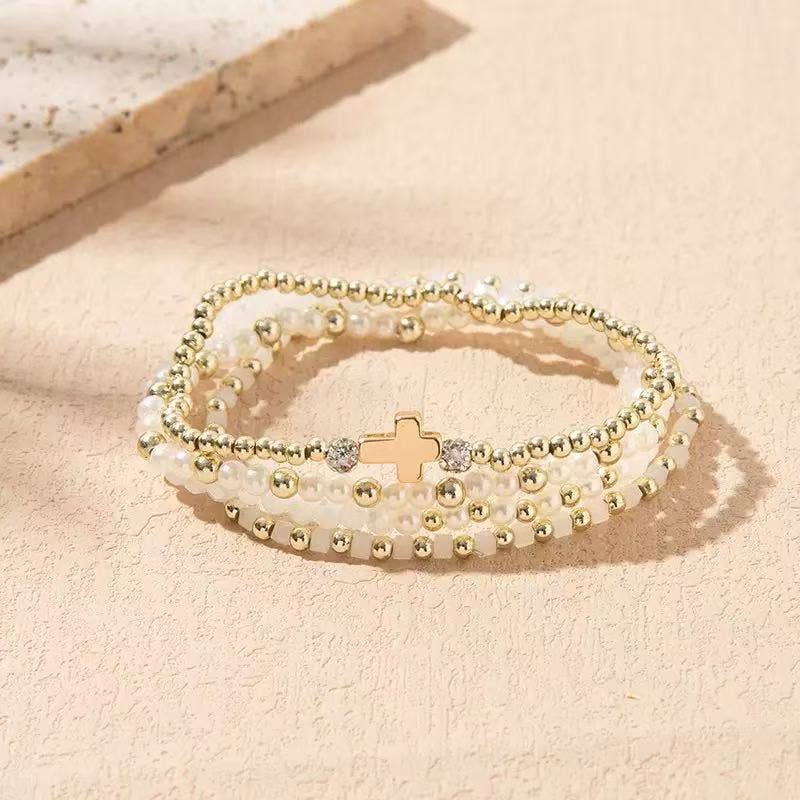 Purple Myrtle - Wholesale Jewelry Set - Cute Stackable Cross Bracelets for Women in Multiple Colors 3