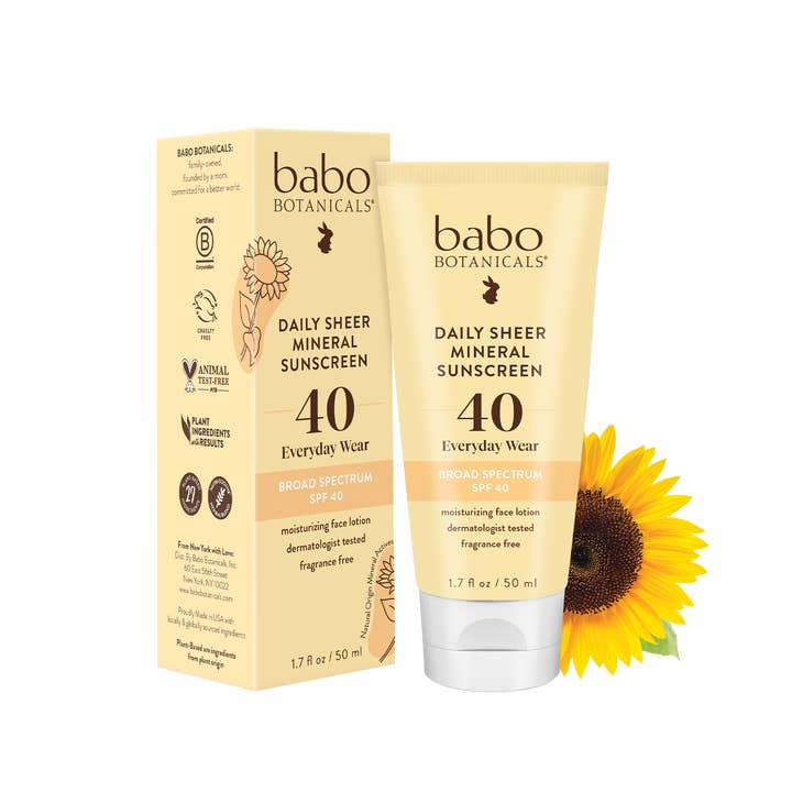 Babo Botanicals - Wholesale Sunscreen - Daily Sheer Mineral Sunscreen Lotion SPF40