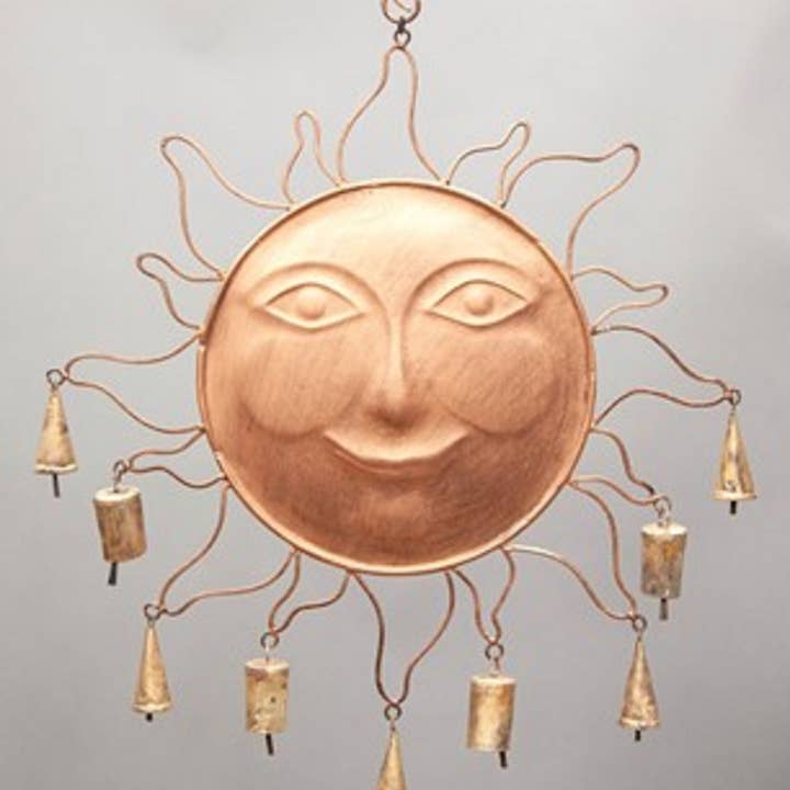 Iron Sun med 9 messing Klokker Kobber Farve for engroshandel hos OMSutra