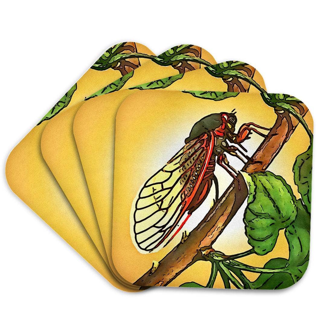 3dRose - Wholesale Coasters - 3dRose, Cicada Insect Black Outline Art, Coaster7