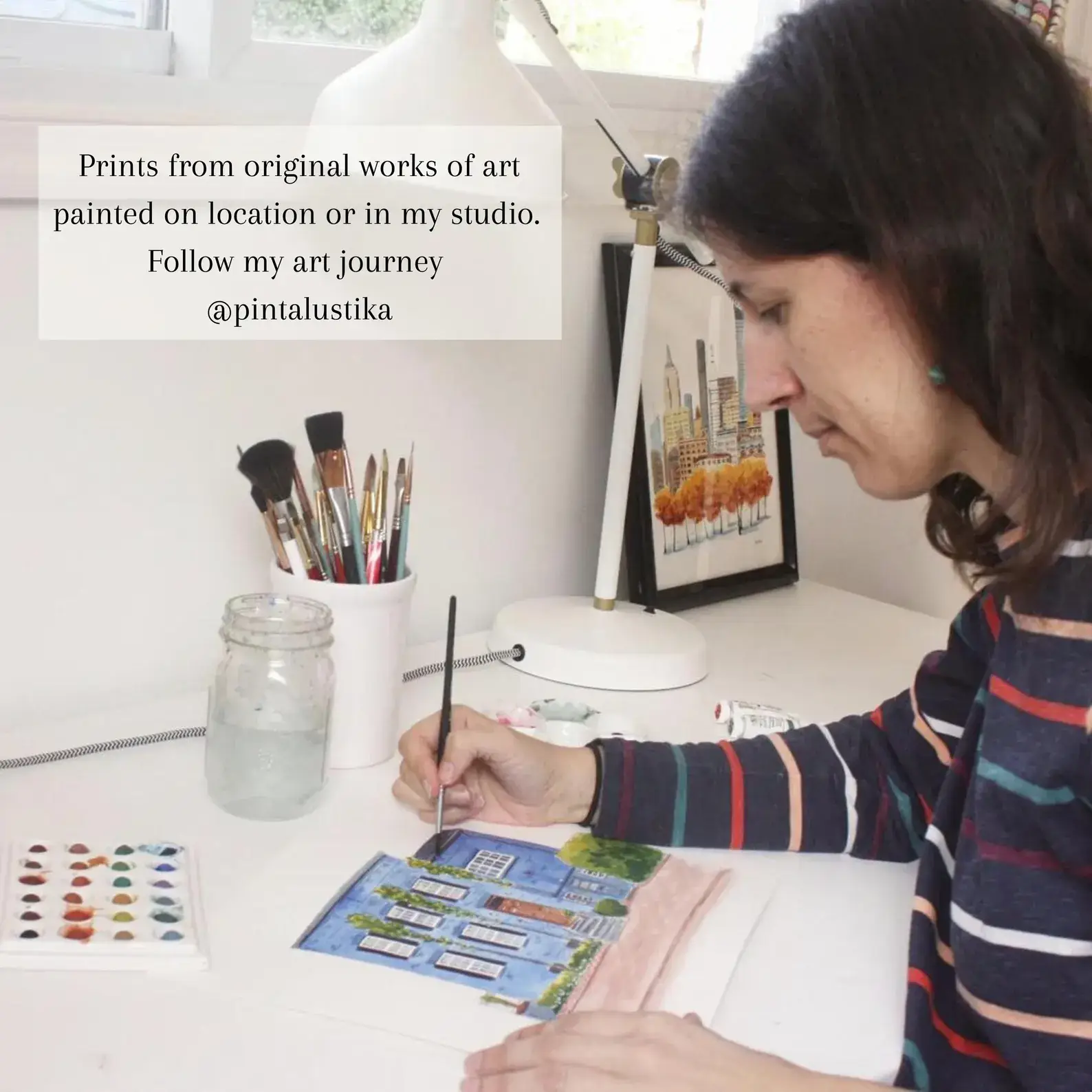 Pintalustika - Joyful Urban Illustrations - Wholesale Art Print - Brooklyn Brownstone Art Print, New York City 7