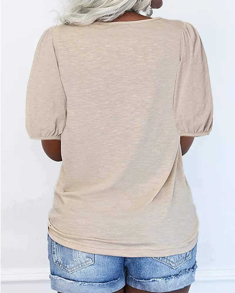 Flarix – Engroshandel Bluse - Dame – lynlås foran puff ærme afslappet t shirt11