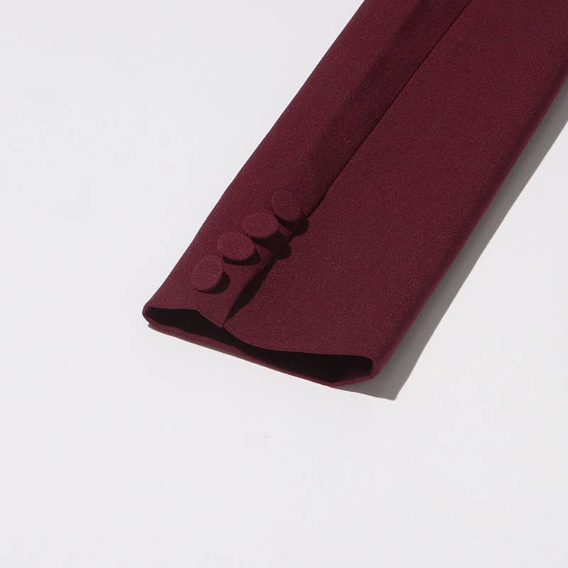 BL35Y Burgundy Cape Blazer – Tailored Fall Elegance for wholesale on Faire9