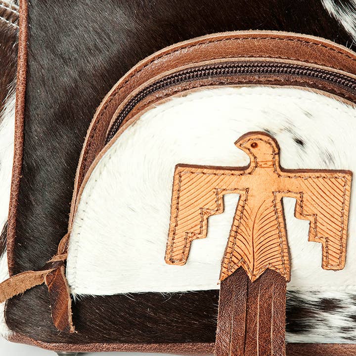 LS Western - Wholesale Backpack – Women's - ADBGS156 Natural Cowhide Leather Backpack with Hand-Tooled Floral Pocket - Western Style36