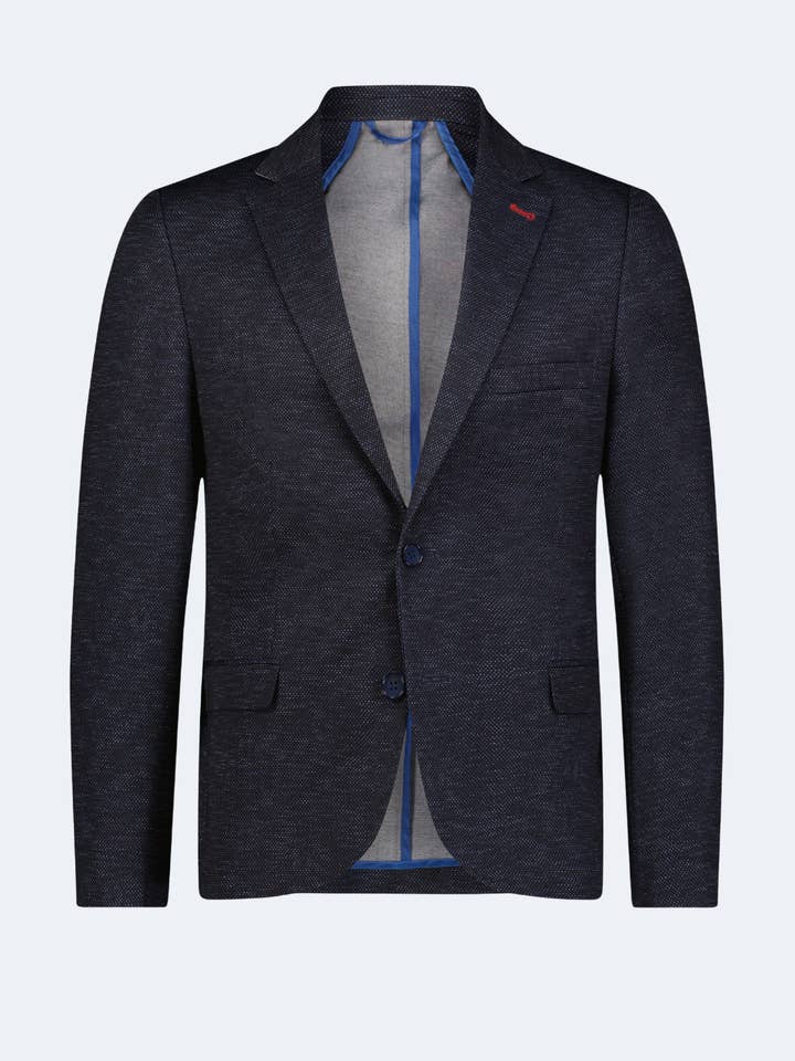Veste de sport bleu marine avec petits points bleu clair et blancs pour la vente par Luchiano Visconti