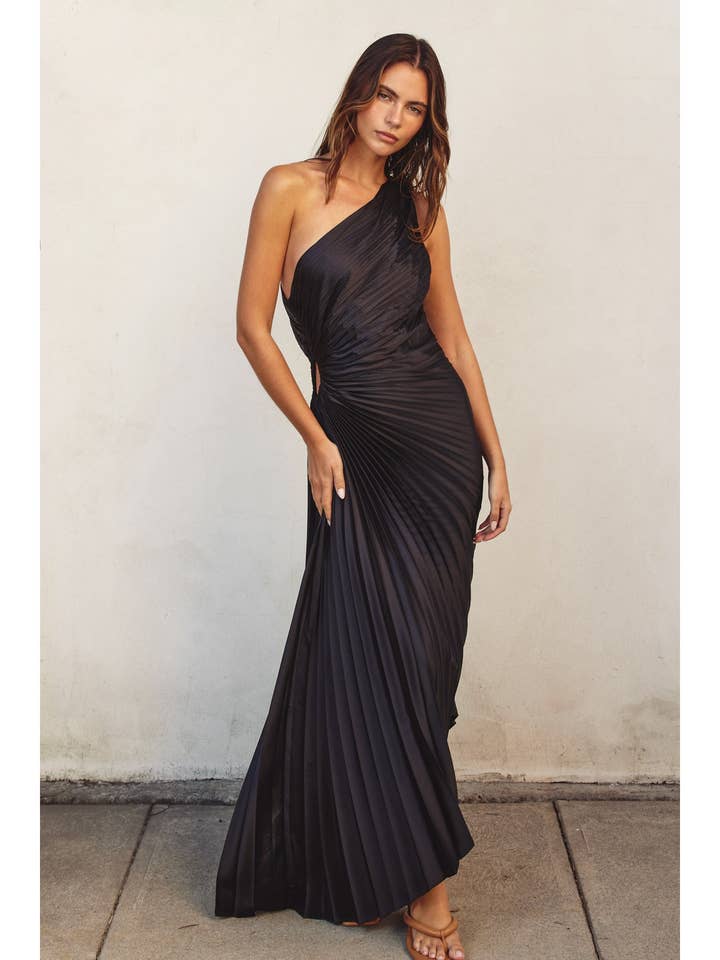 Dress Forum - Wholesale Dress - Women's - Olympia Asymmetrical Pleated Maxi Dress (1)55