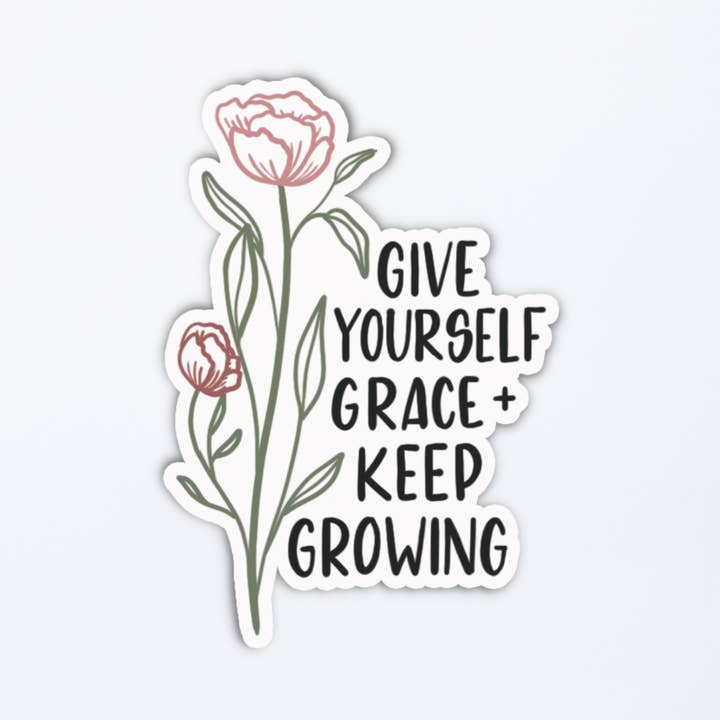 Give Yourself Grace Mental Health Affirmation Vinyl Stickers for wholesale by MB Lettered Designs
