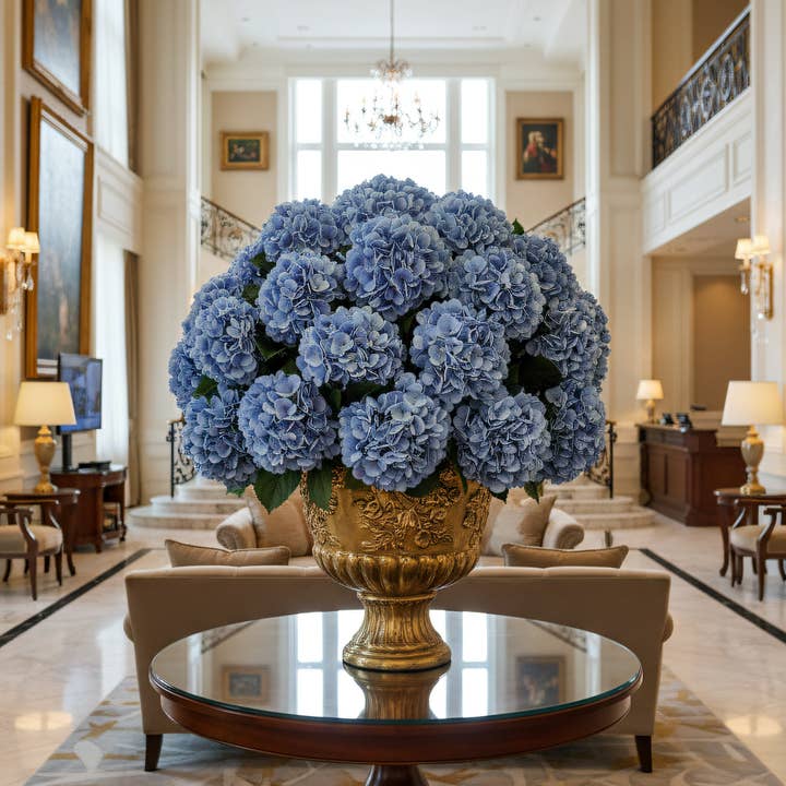 Larksilk - Wholesale Artificial Flowers - 18"Hydrangea, 7" Diameter Blue Faux4