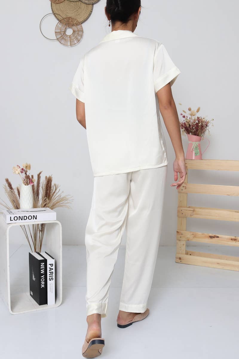 Belle Com'Elle – wholesale Sleepwear set – Women's – Solid Satin Pajama Set / N465112