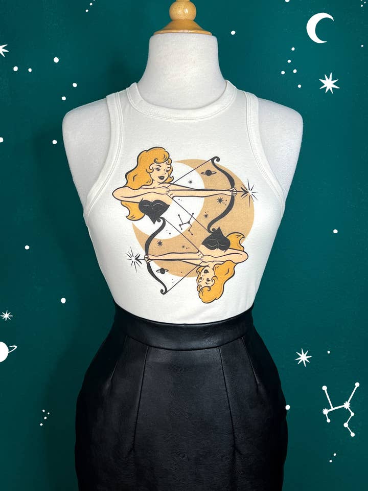 Cosmic Archer Rib Racer Tank in Natural for wholesale by Mischief Made