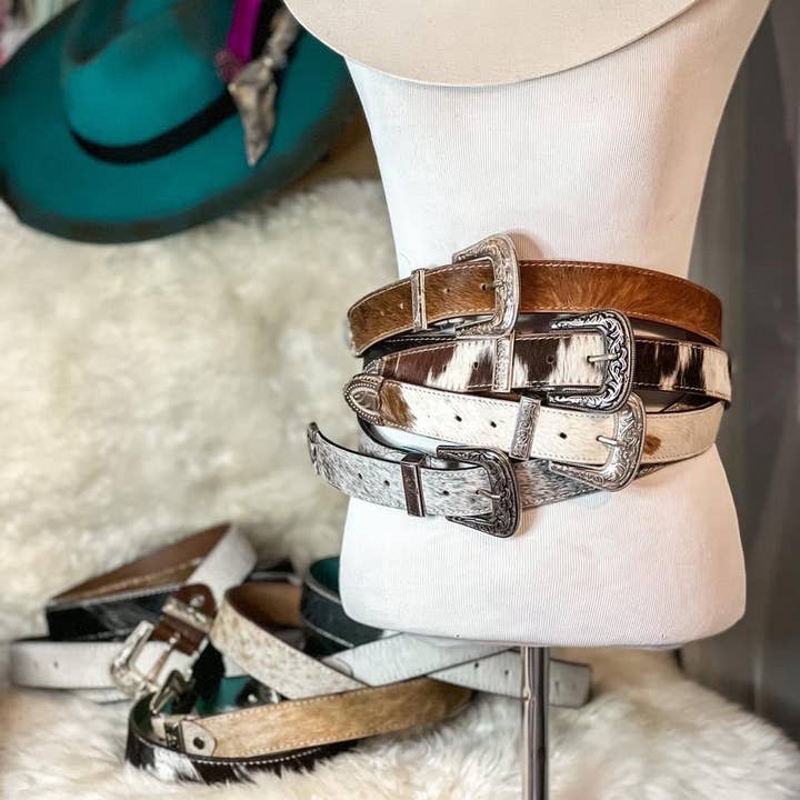 The Sterling Gypsy - Wholesale Belt - Women's - Custom Farm Brand Name/Initials/Monogram Cowhide Western Leather Belt with silver buckle and tip1
