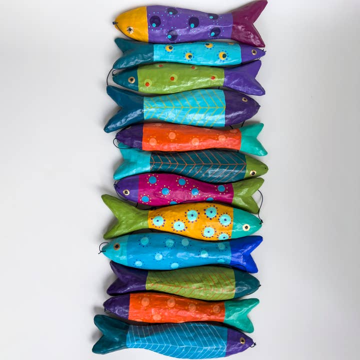 Belart Fair Trade - Wholesale Wall Accent - Papier Mache Small 7" Fish