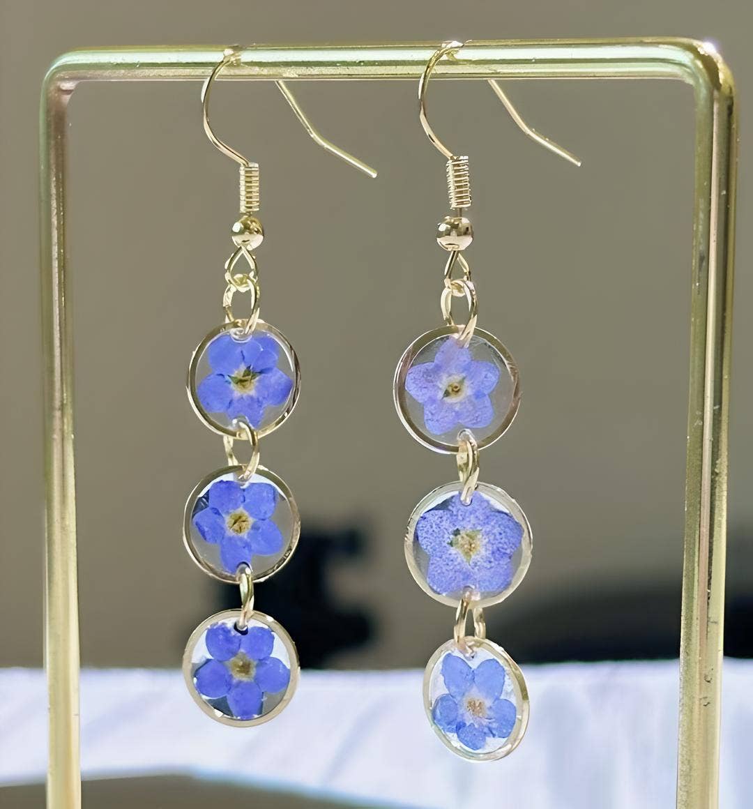 Wild & Free - Vente Boucles d'oreilles pendantes - Boucles d'oreilles en résine et fleurs naturelles4