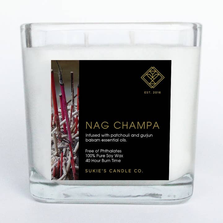 Nag Champa 100% Pure Soy Double Wick Candle for wholesale by Sukie's Candle Co.