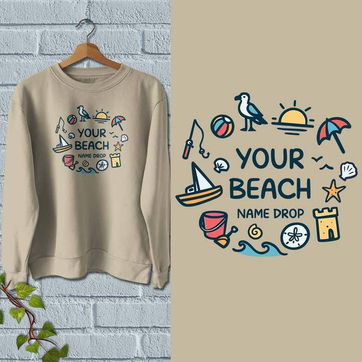 Din Strandkruseduller & Ikoner Navnedrop Voksen Sweatshirt S-2X for engroshandel hos RetroPlanet