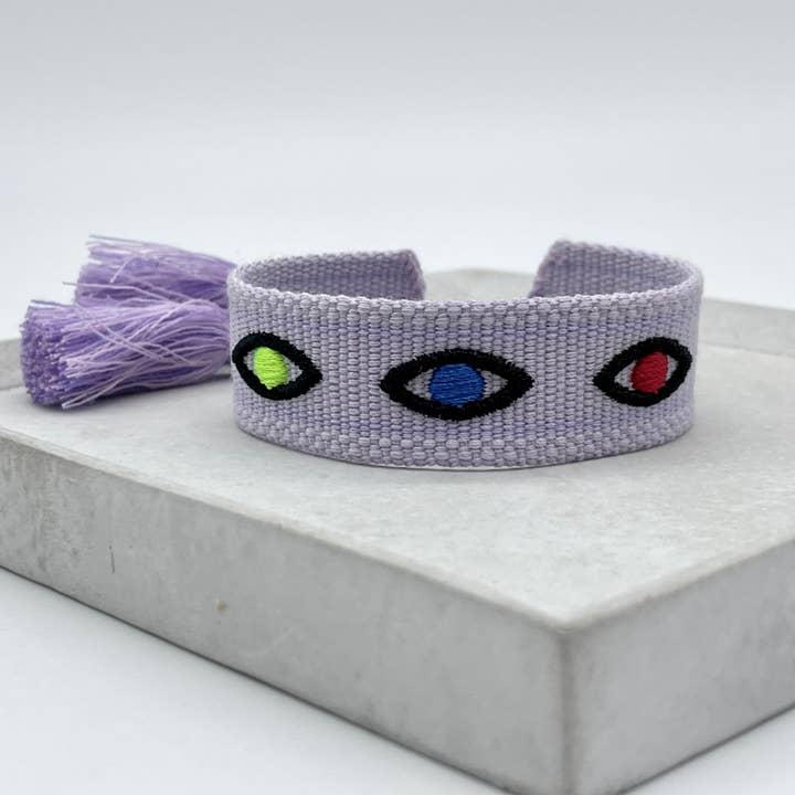 Parsley & Pepper - Wholesale Woven/Braided Bracelet - NAZAR BONCUK woven statement bracelet, evil eye talisman