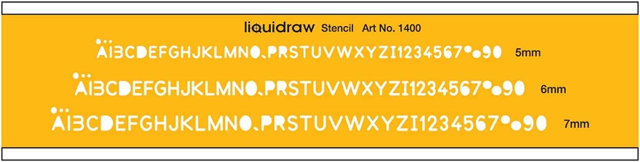 Liquidraw - Wholesale Stencil/Craft Die - Liquidraw Lettering Stencils for Crafts English Stencil Alphabet Number Drawing Drafting Template, Combo Set of 5mm, 6mm & 7mm0