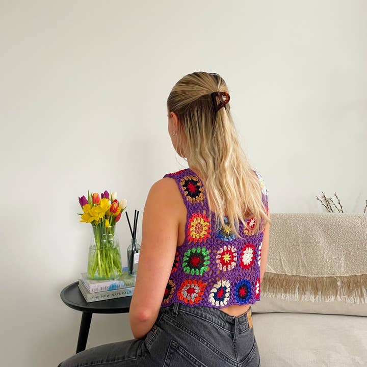 ZZZEBRAAA LIMITED - Wholesale Knit Top - Women's - Handmade Crochet Crop Top Granny Square Pattern