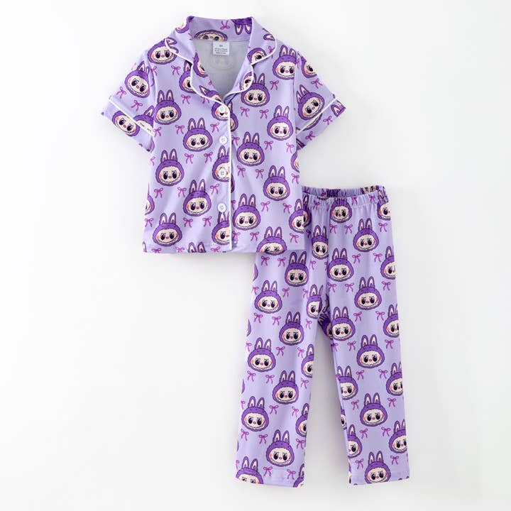 Auraquise - Vente Haut et bas de pyjama – enfant - Ensemble de Pyjama d'Automne Dessin Animé – Doux & Confortable Manches Courtes + Pantalon3