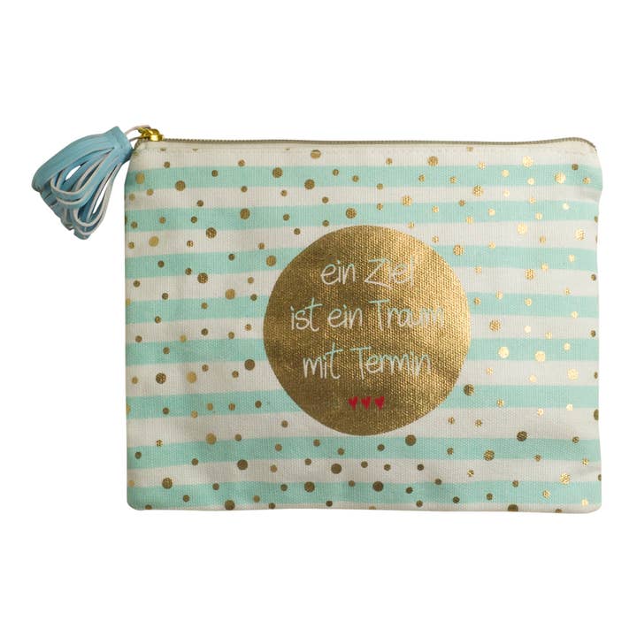 Make-up tas goud met tekst « A goal is a dream with an appointment » voor wholesale door Mea-Living