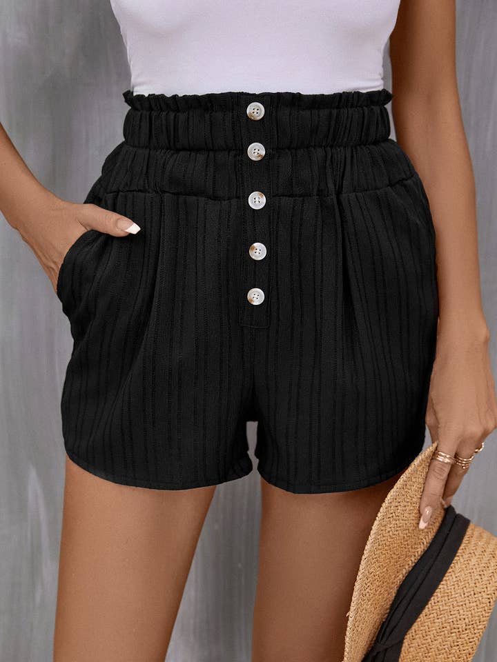 Black Pocketed High Waist Shorts for wholesale on Faire