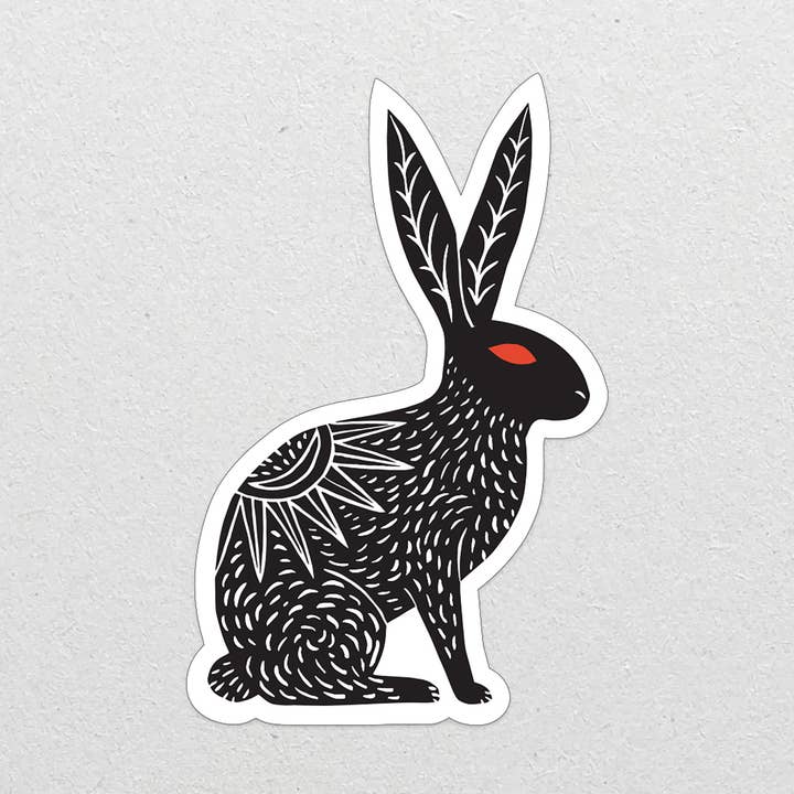 Vinyl Sticker - Folklore magical black hare for wholesale by Maggie Magoo Designs
