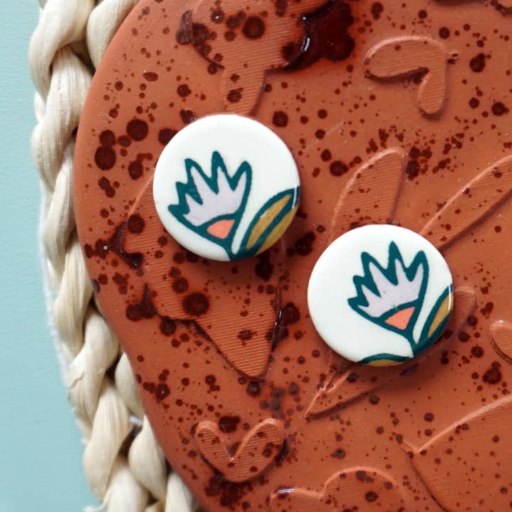 Boucles d'oreilles clous Prairie Sprig Stud - Vente en gros pour la vente par Catie Miller Ceramics