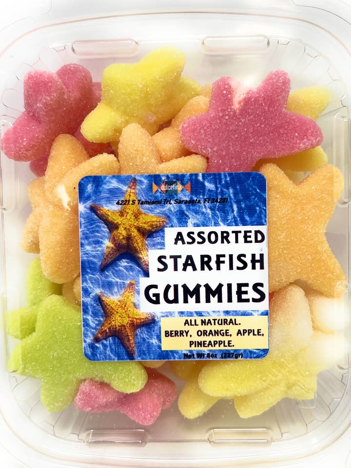 Starfish Natural Gummy 7oz Tub for wholesale by Dulcefina Chocolate and Sweets