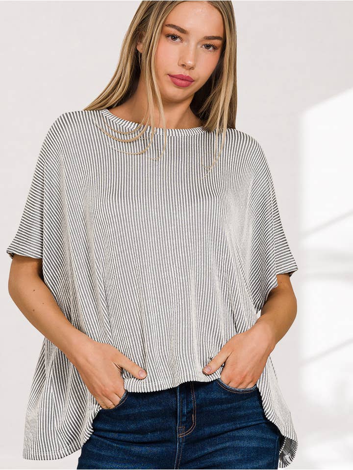 42POPS - Wholesale Knit Top - Women's - `.Cord Rib Pin-striped Oversized Top11