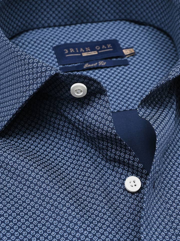 Mini-blomstret skjorte – Mørkeblå for engroshandel hos Brian Oak Limited