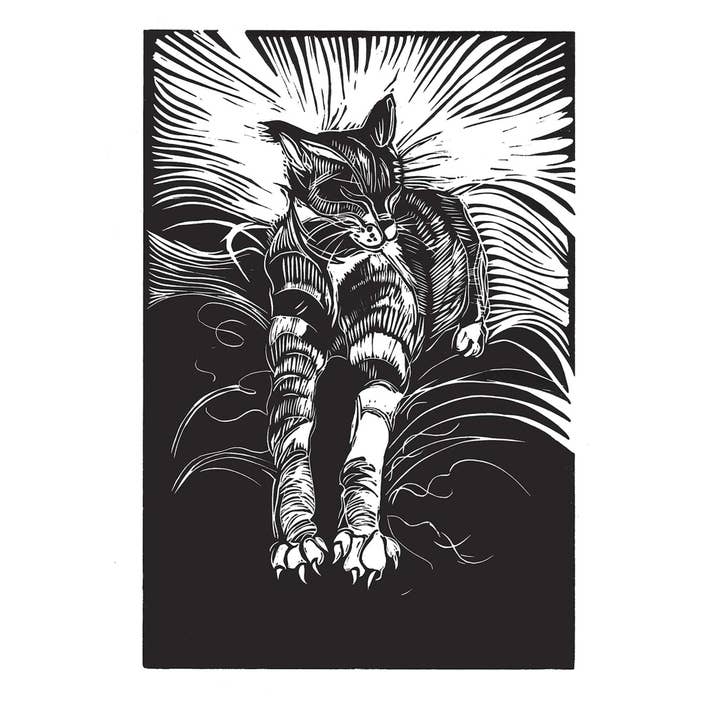 CreativeWithLine - Wholesale Everyday Greeting Card - Comfy Cat. Blank art card