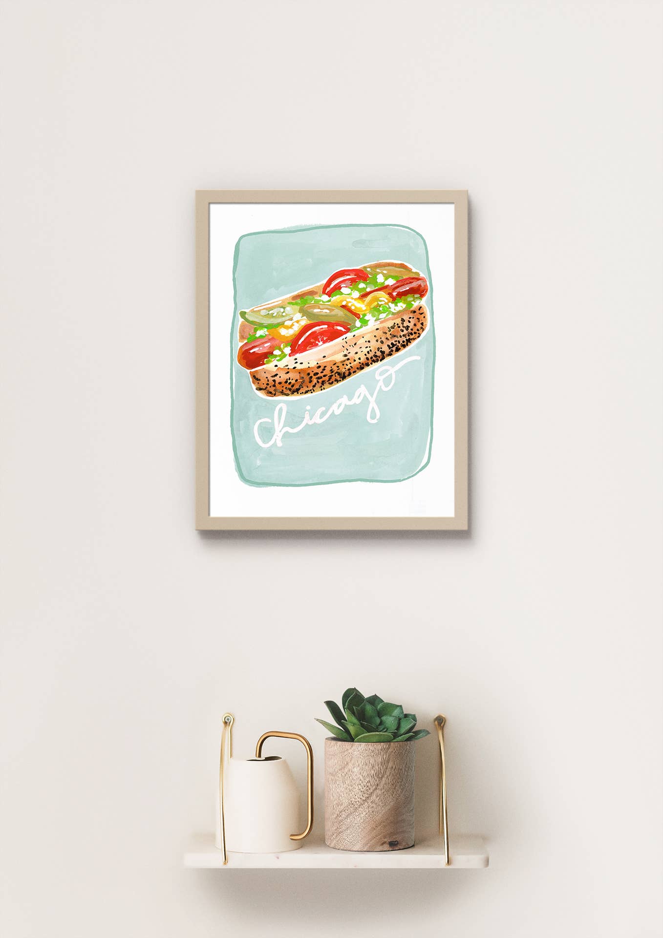 Rachel Reynolds Art - Wholesale Art Print - Chicago Style Hot Dog Art Print (Multiple Color Options)4