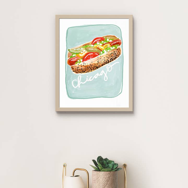 Rachel Reynolds Art - Wholesale Art Print - Chicago Style Hot Dog Art Print (Multiple Color Options)4