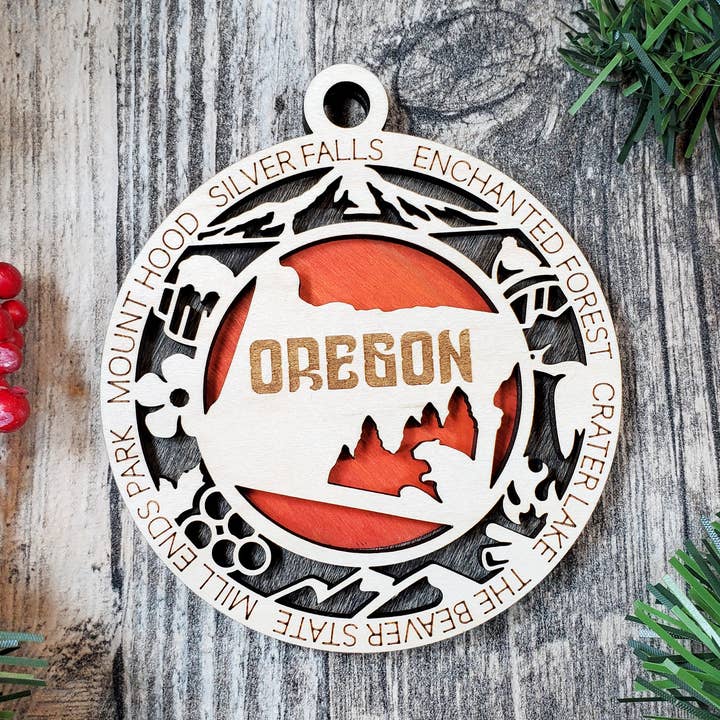 Ornamento dello stato dell'Oregon per la vendita all'ingrosso da parte di Fuzzy Unicorn Designs