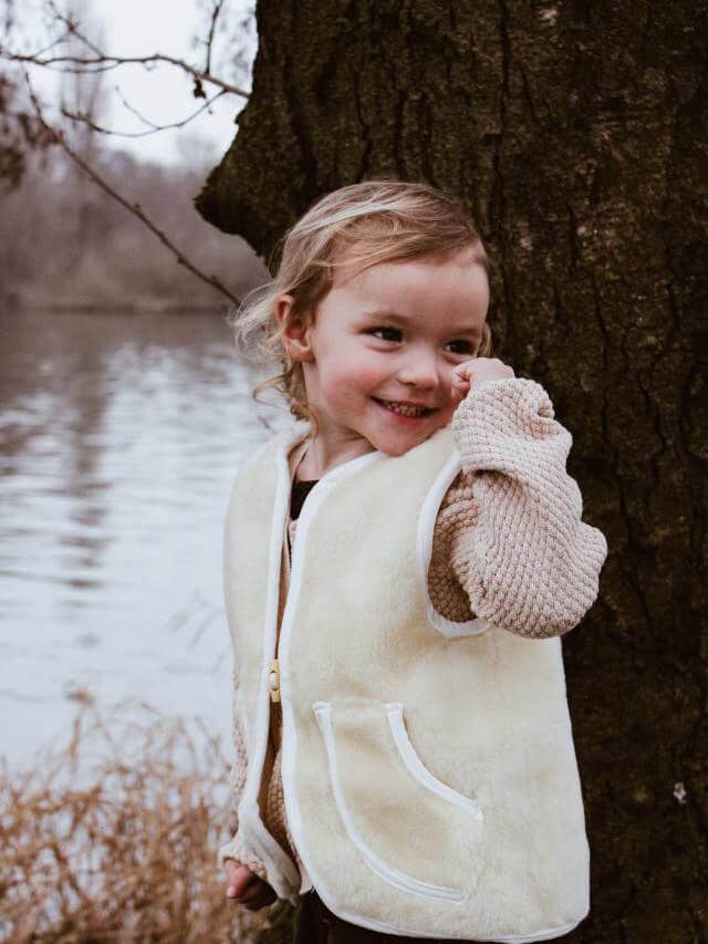 Schaapmaatje - Vente Veste sans manches – enfant - Gilet sans manches en laine beige Bébé/Enfant4