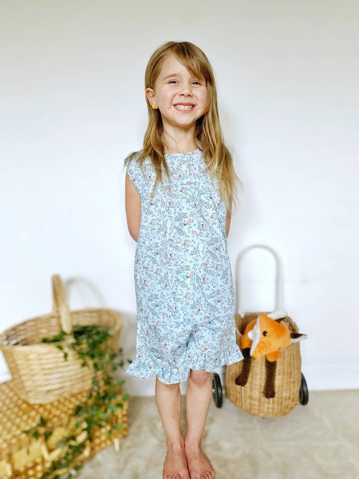 Blue Cosmic Moon & Star children's short pyjama set for wholesale by Fox In A Box