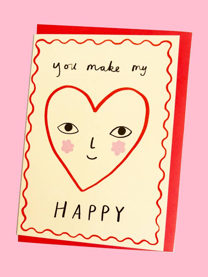 You Make My <3 Happy Eco Greeting Card for wholesale by Kitty Kenda Papergoods