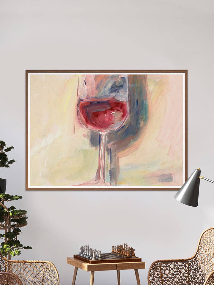 Le vin, c'est de la poésie, peinture acrylique pour la vente par The Underdog Print Shop