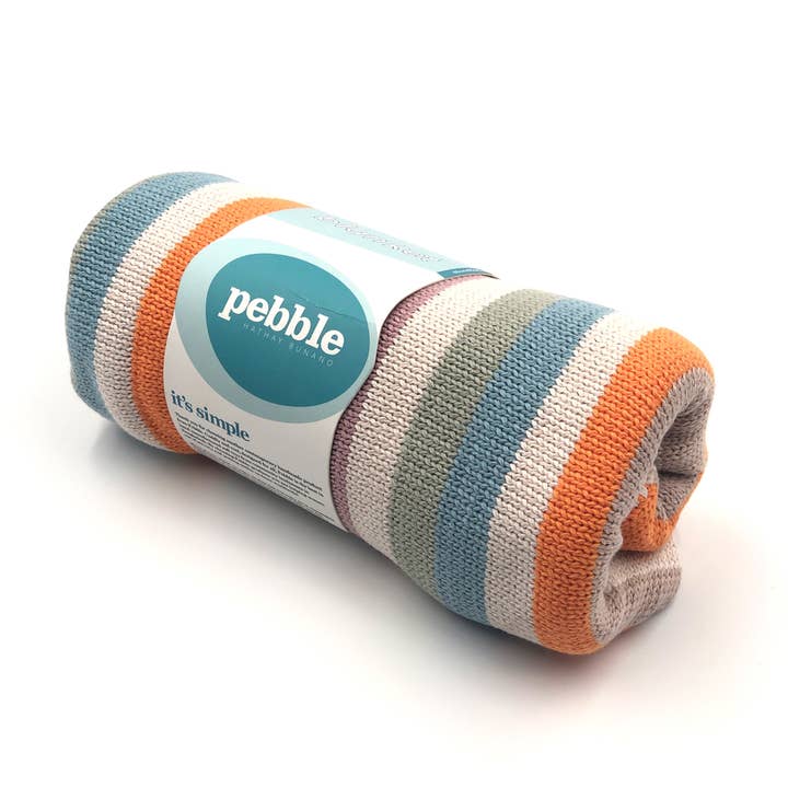 Pebble - Wholesale Bedding Blanket - Kids & Baby - Handmade Knit Baby Blanket - Multi Striped