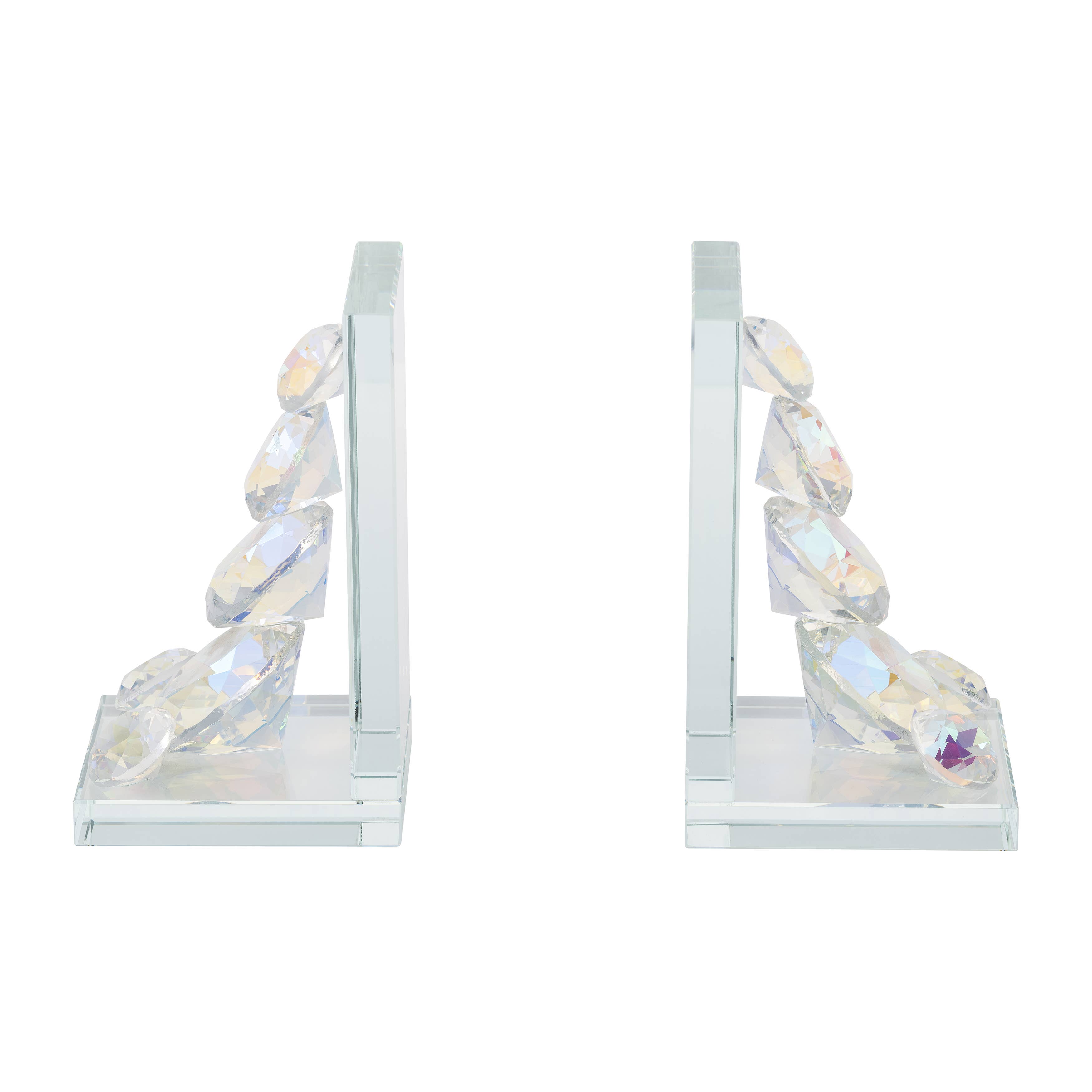 Sagebrook Home - Wholesale Bookend - Bookends Set of 2 - Clear Crystal Modern Diamond, 7 in.4