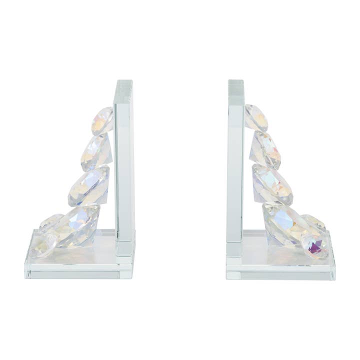 Sagebrook Home - Wholesale Bookend - Bookends Set of 2 - Clear Crystal Modern Diamond, 7 in.4