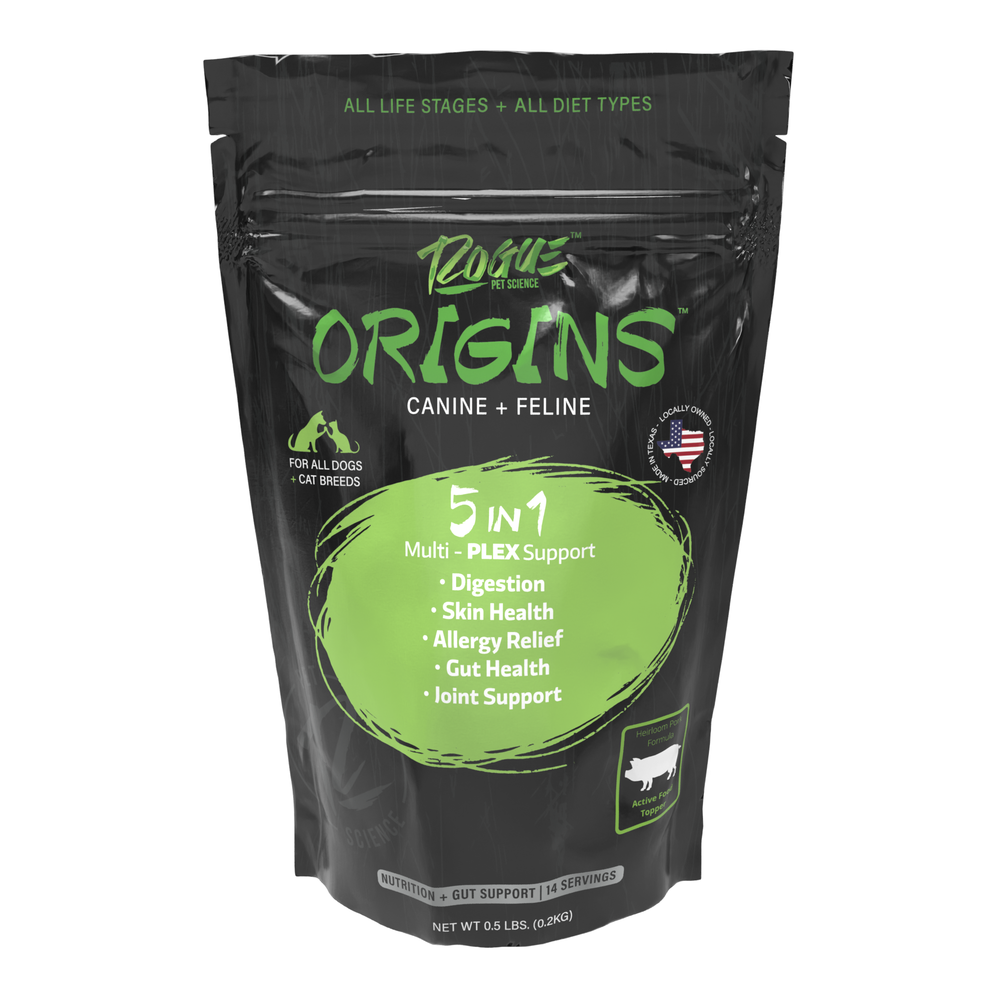 Rogue Pet Science - Wholesale Pet Supplement - Dog - Pork-Origins 5-in-1 Dog Supplement, Powdered Food Topper for0