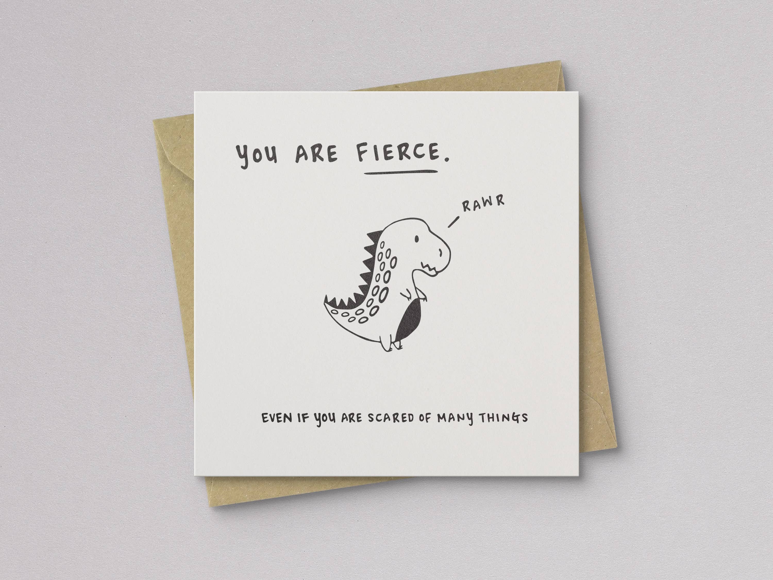 Kwohtations - Wholesale Encouragement Card - You Are Fierce Dinosaur Encouragement Card1
