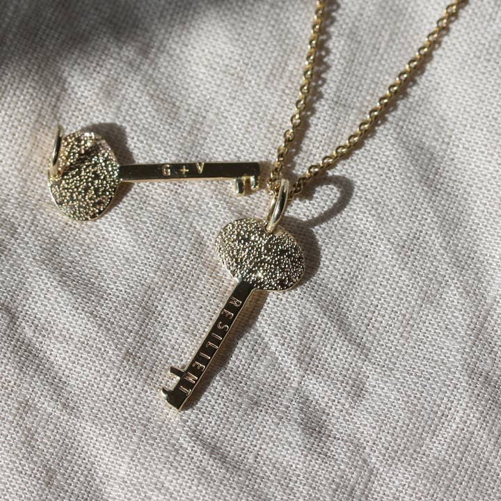 KEY of INTENTION NECKLACE | diamond dusted for wholesale by Christina Kober Designs