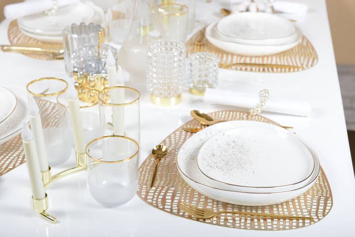 AULICA - Wholesale Drinking Glass/Cup - Nish Low-Rimmed Water Glasses with Gold Trim - Set of 6